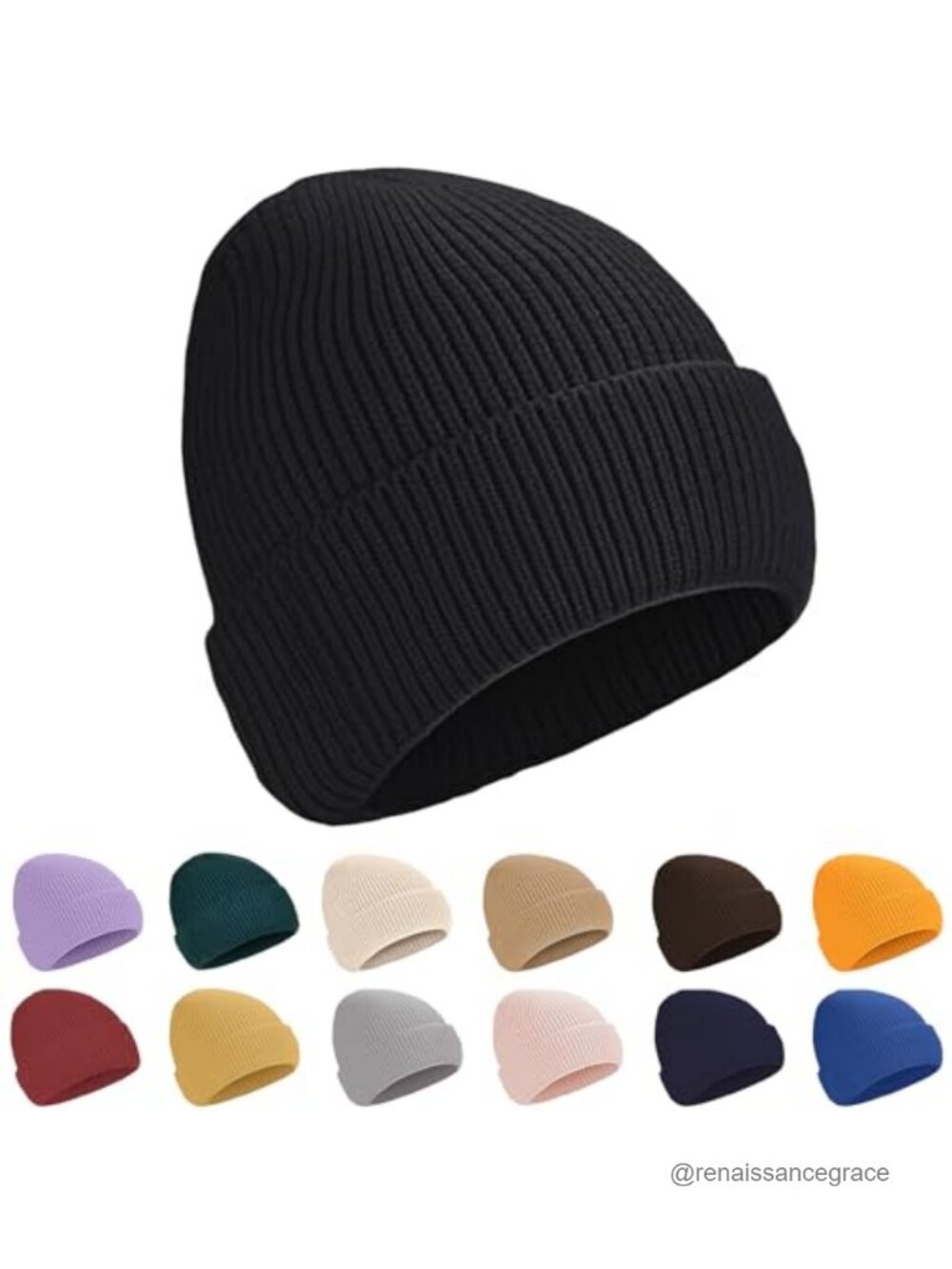 Cuffed Thick Knitted Acrylic Skull Cap Winter Beanie